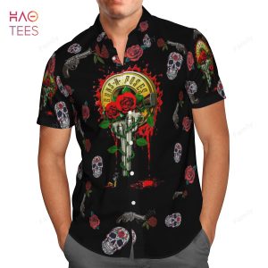 Guns N’ Roses Skull Gun Rose AOP Hawaiian Shirt Guns N’ Roses Skull Gun Rose AOP Hawaiian Shirt