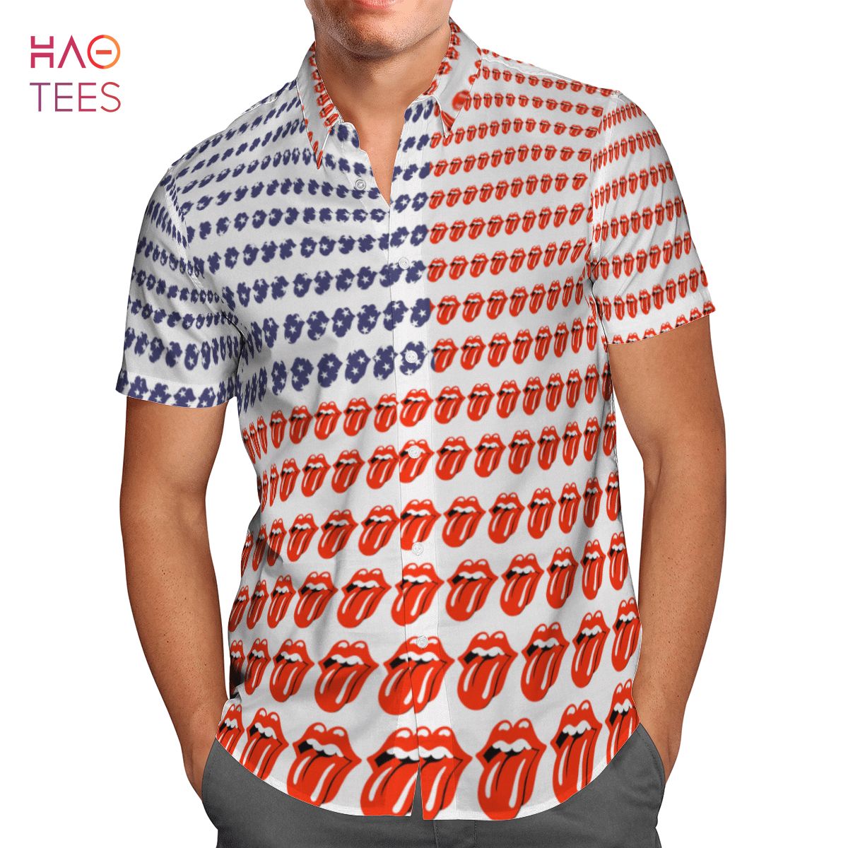 The Rolling Stones America Flag AOP Hawaiian Shirt Luxury Store