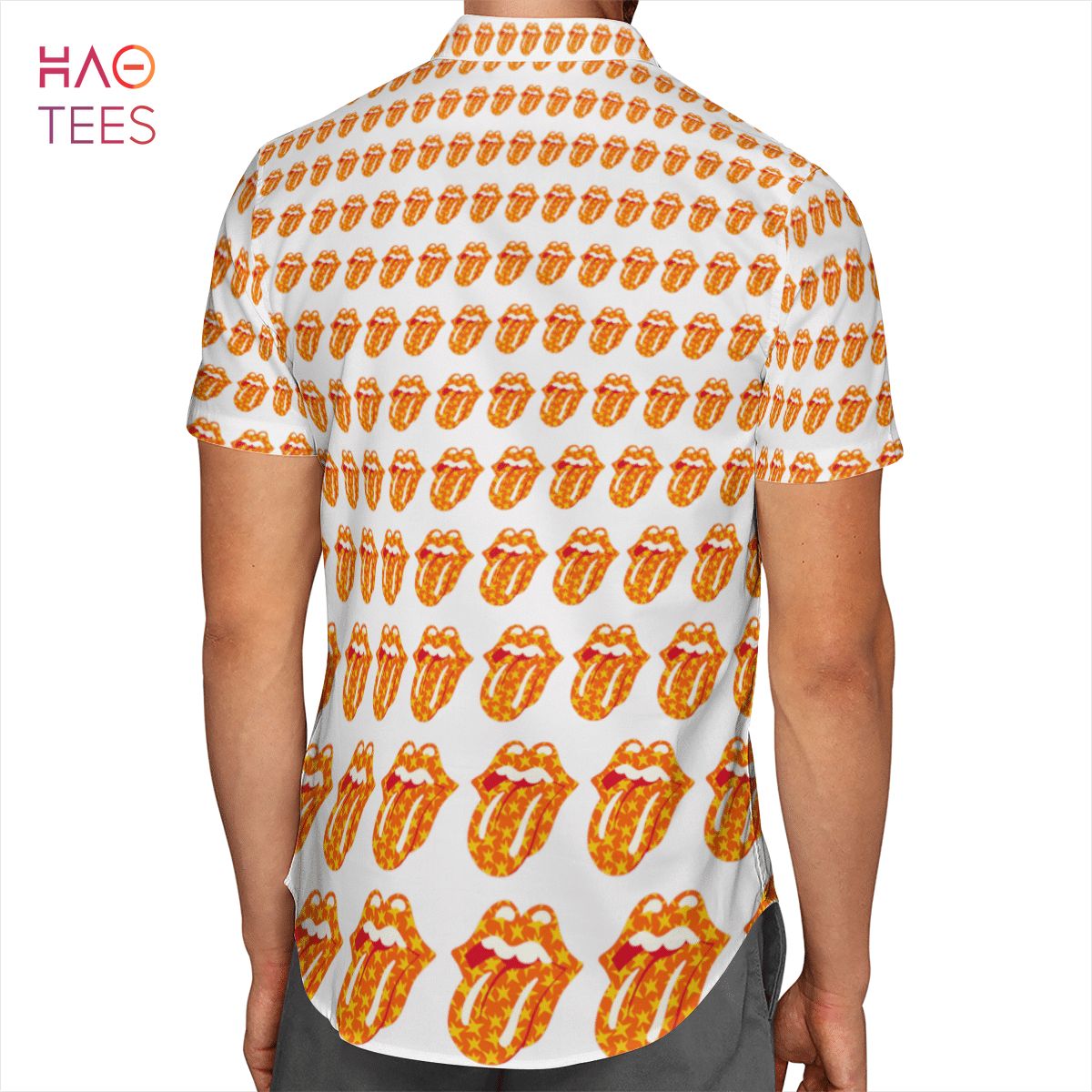 The Rolling Stones Orange Star AOP Hawaiian Shirt Luxury Store