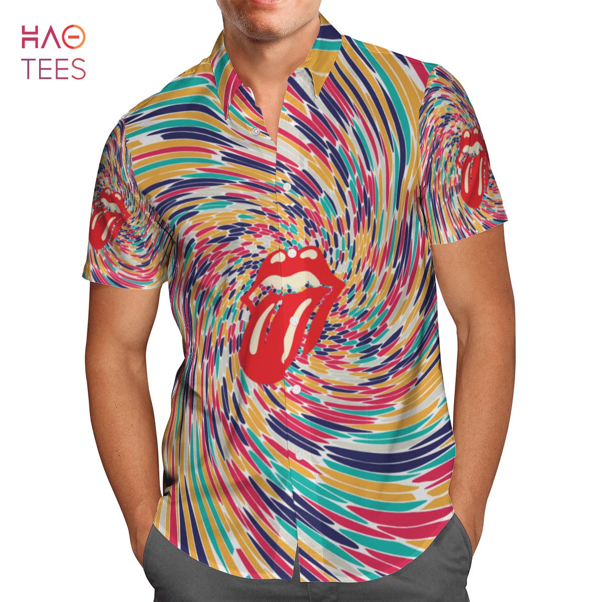 The Rolling Stones Swirl AOP Hawaiian Shirt Luxury Store