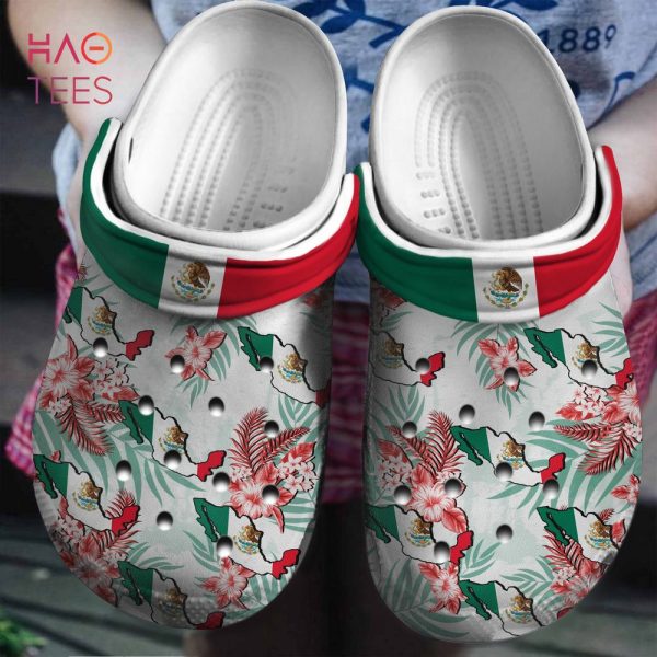 Mexico Map And Flower Crocs Shoes, Gift For Mexican Lovers Crocs Shoes