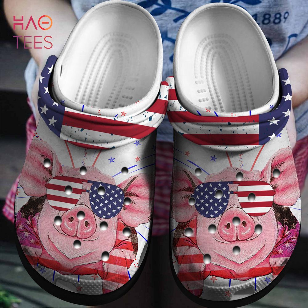 Pig Wear Glasses With American Crocs Shoes