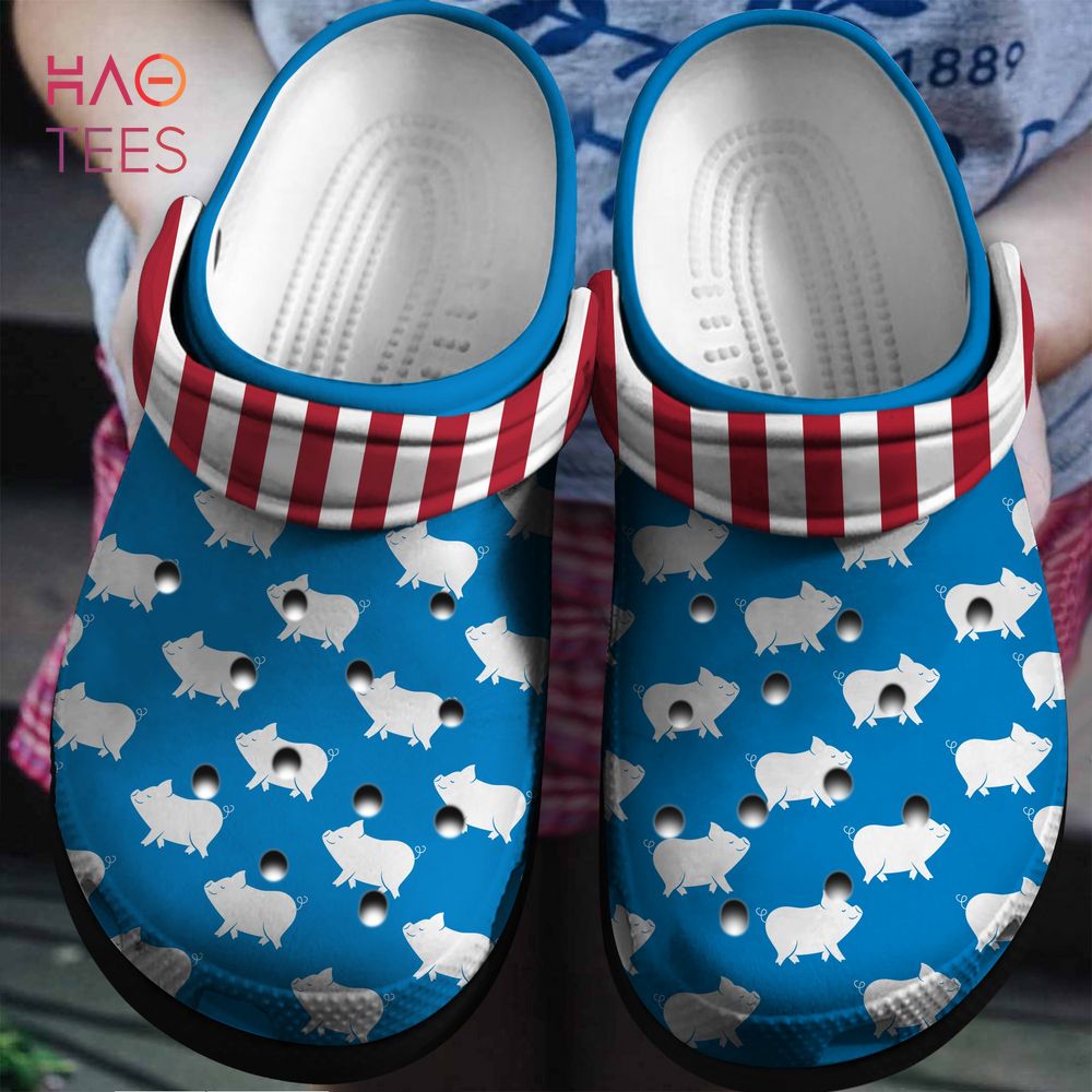 Pig With American Flag Crocs Shoes