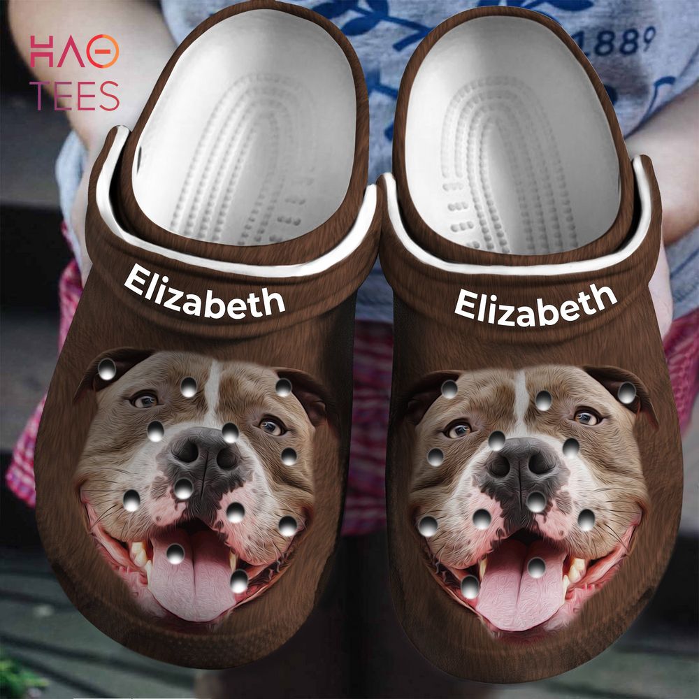 Pitbull Head Personalized Crocs Shoes With Your Name, Pitbull Crocs Shoes