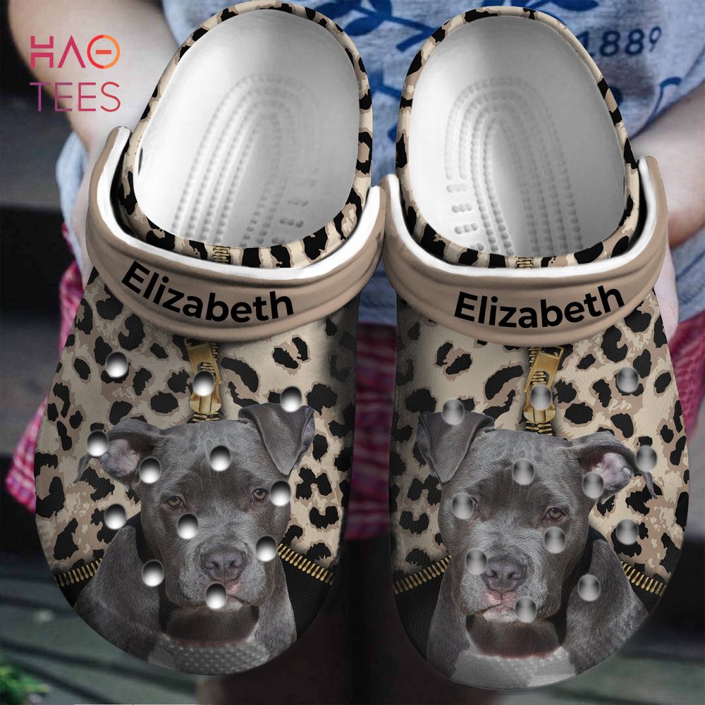 Pitbull Lovers Personalized Crocs Shoes With Leopard Pattern