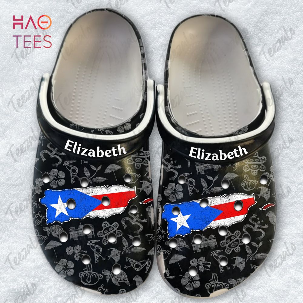 PR Puerto Rico Crocs Shoes With Map And Symbols