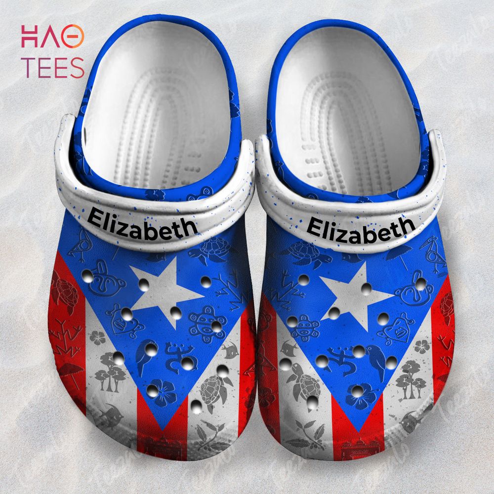 Puerto Rican Flag Personalized Crocs Shoes With Your Name