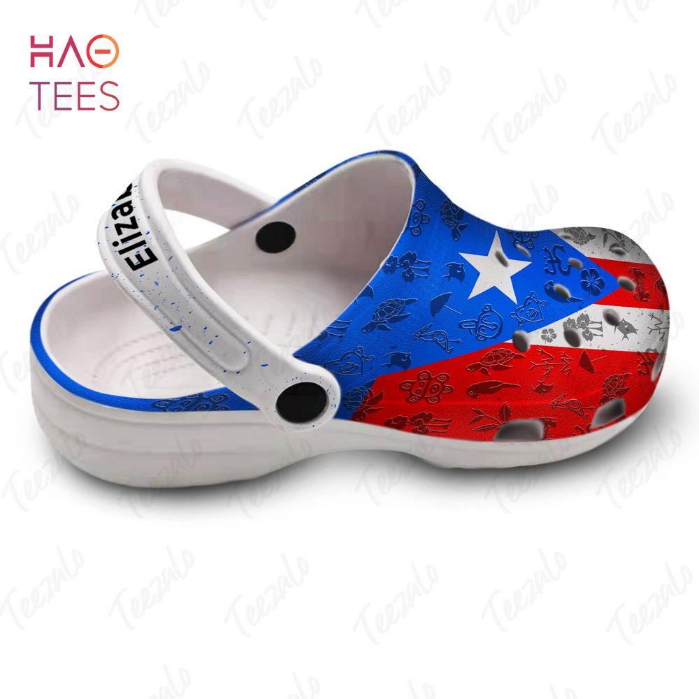Puerto Rican Flag Personalized Crocs Shoes With Your Name Puerto Rican Flag Personalized Crocs Shoes With Your Name