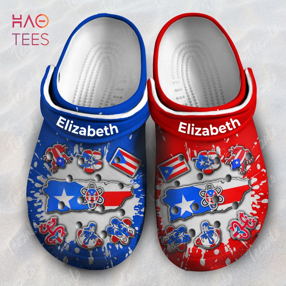 Puerto Rico Crocs Shoes With Flag Bleached