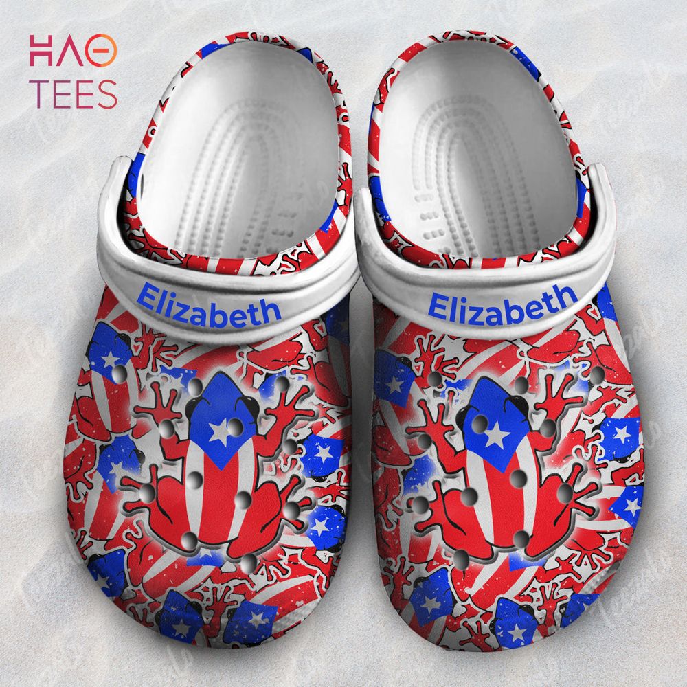 Puerto Rico Flag Crocs Shoes With Coqui