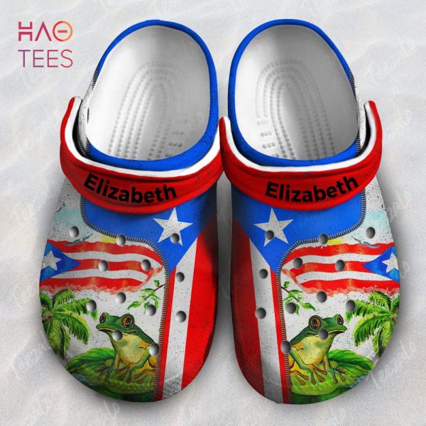 Puerto Rico Flag Palm Frog Personalized Crocs Shoes