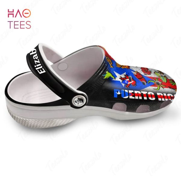 Puerto Rico Personalized Clog Crocs Shoes With Half Flag Symbols