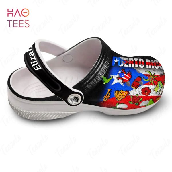 Puerto Rico Personalized Clog Crocs Shoes With Half Flag Symbols