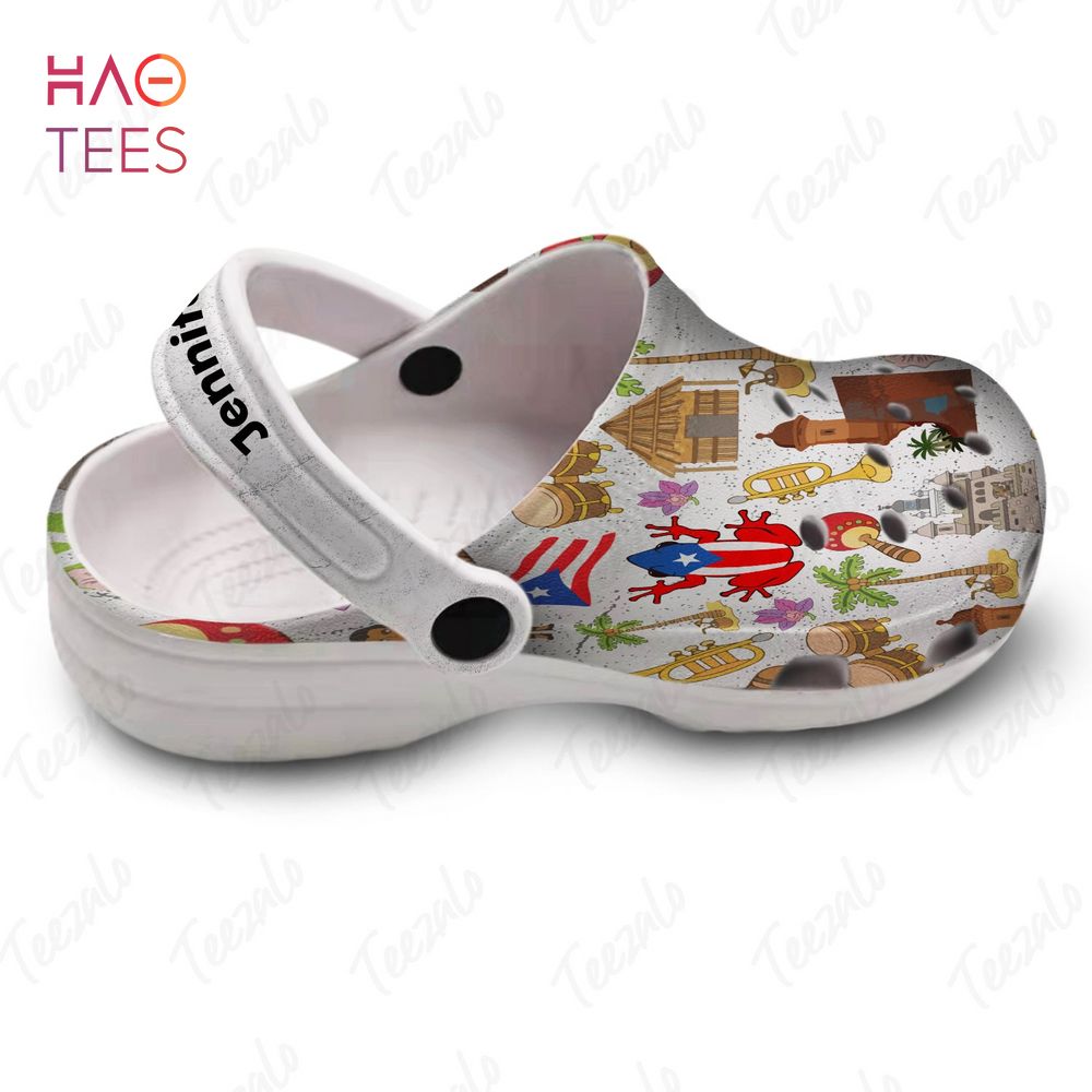 Puerto Rico Personalized Crocs Shoes With Colorful Symbols Puerto Rico Personalized Crocs Shoes With Colorful Symbols