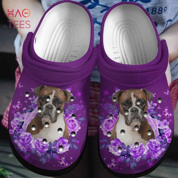 Purple Roses And Boxer Crocs Shoes