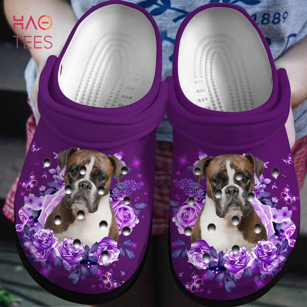 Purple Roses And Boxer Crocs Shoes