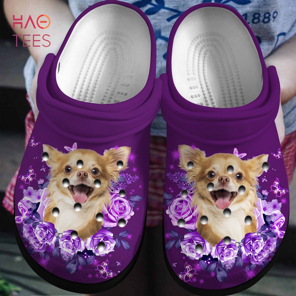 Purple Roses And Chihuahua Crocs Shoes Purple Roses And Chihuahua Crocs Shoes