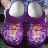 Purple Roses And Cow Crocs Shoes