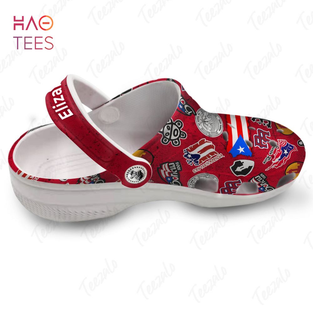 Red Puerto Rico Personalized Crocs Shoes With Symbols Red Puerto Rico Personalized Crocs Shoes With Symbols