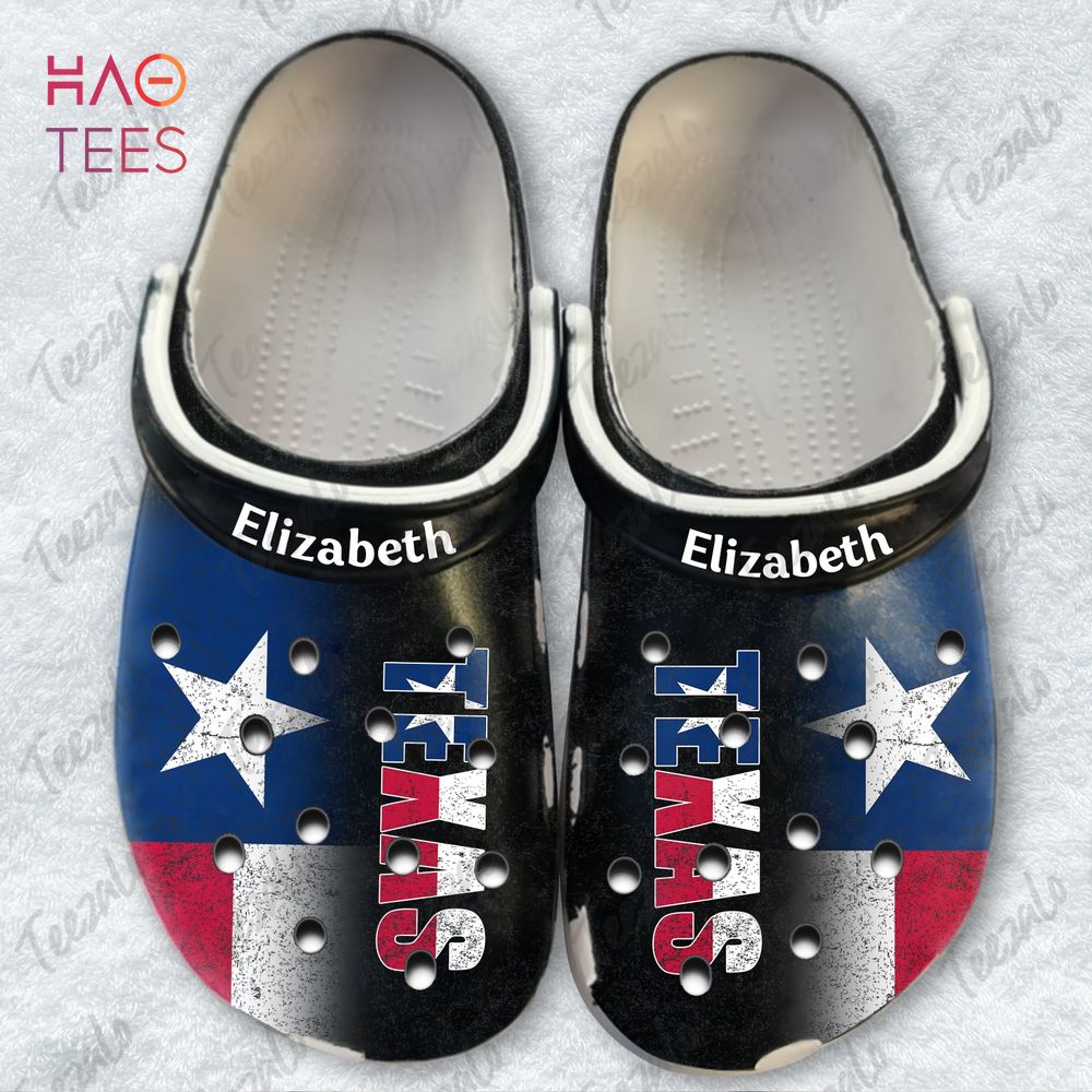 Texas Personalized Crocs Shoes With A Half Flag
