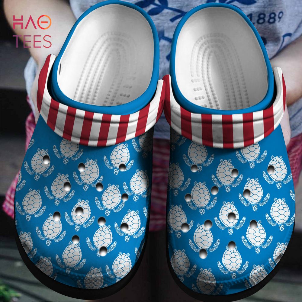 Turtle With American Flag Crocs Shoes