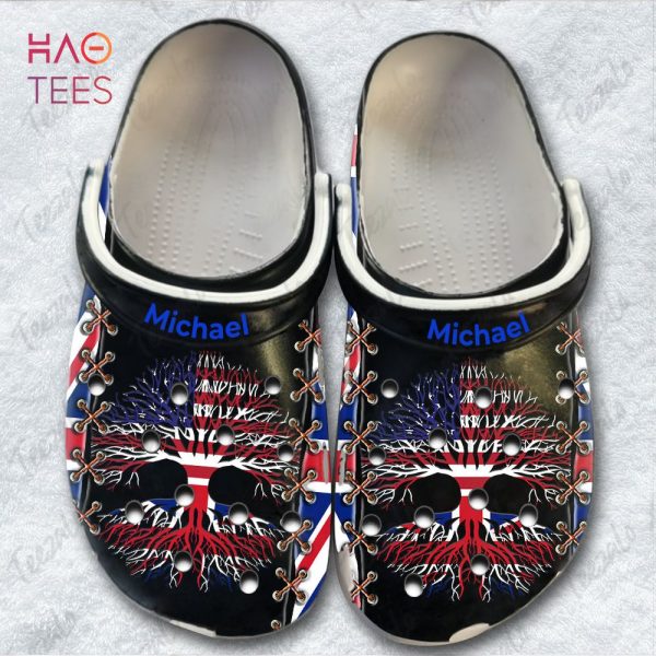 UK Roots Gift British American Flag Crocs Shoes