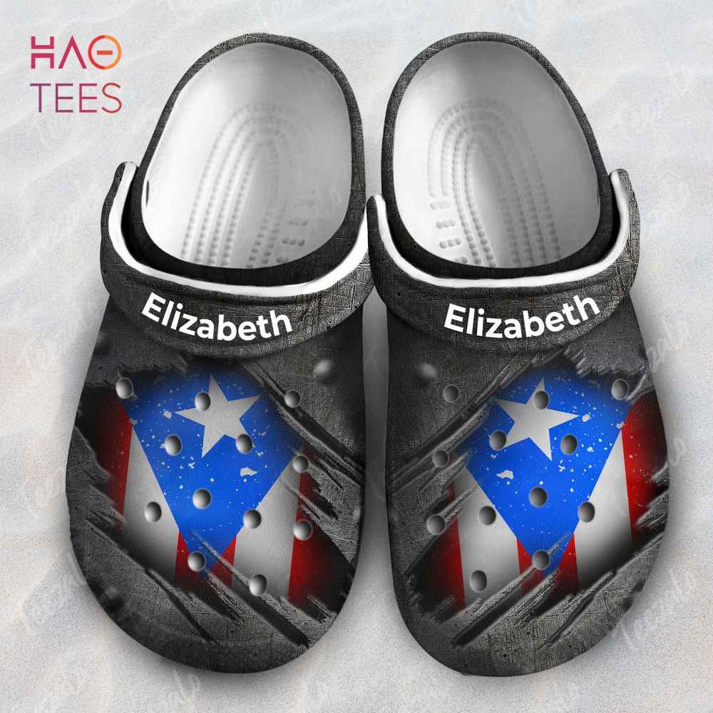 Vintage Puerto Rico Flag Personalized Crocs Shoes With Your Name