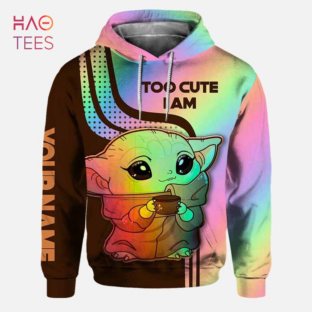 Custom Name Yoda Too Cute I Am All Over Print 3D Rainbow Color Hoodie And  Leggings