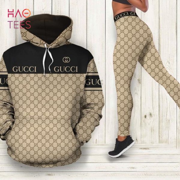 [HOT] Gucci Black and Brownt Hoodie And Leggings Set 3D Full Print
