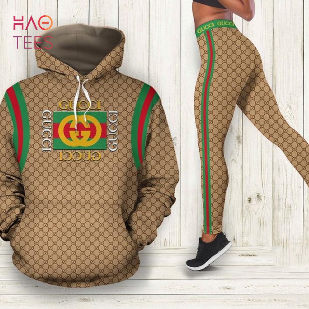 [HOT] Gucci Luxury Brand 3D All Over Print Hoodie Leggings Set Gucci Gift Luxury Store