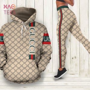 [HOT] Gucci Red and Green Hoodie And Leggings Set Stripe All Over Print
