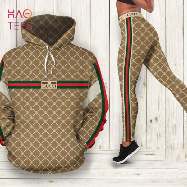 [HOT] Gucci Red Green Stripe Hoodie Leggings Set 3D All Over Print