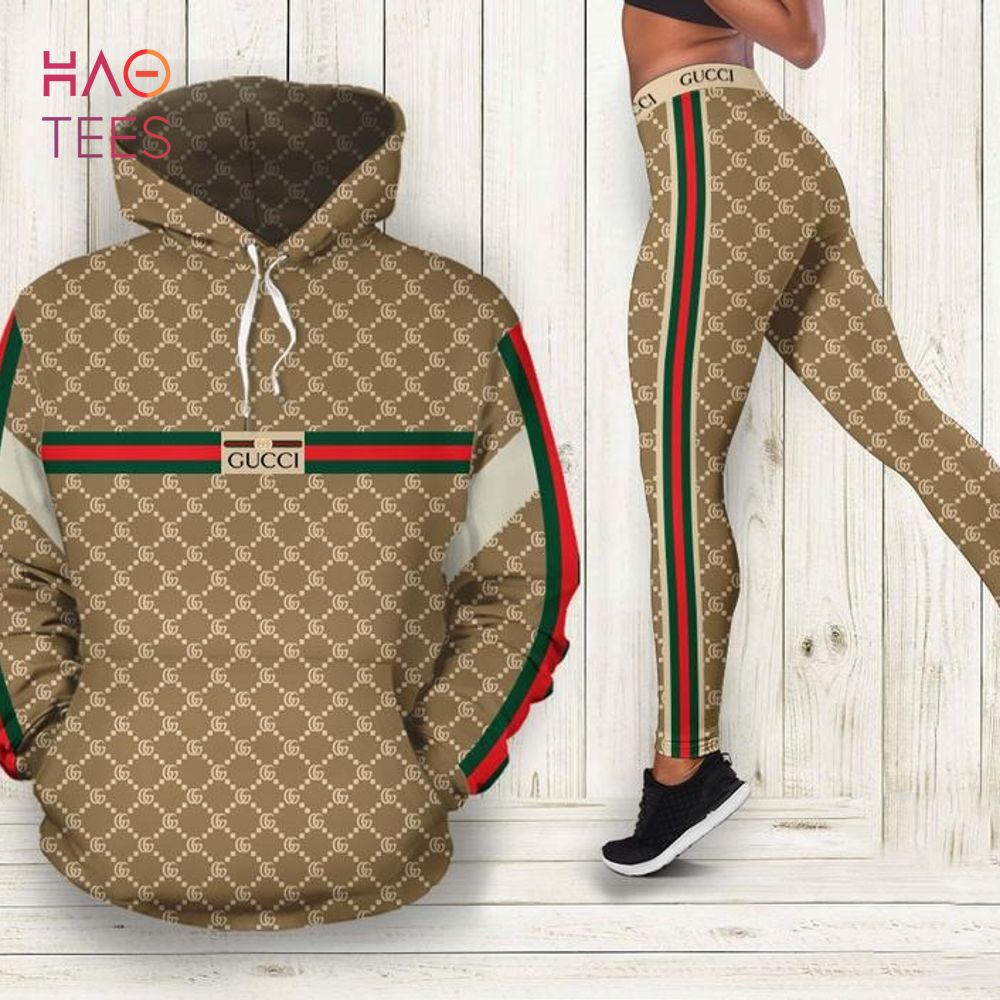 HOT] Gucci Red Green Stripe Hoodie Leggings Set 3D All Over Print