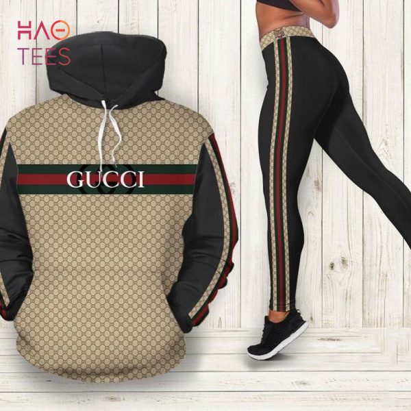 [HOT] Gucci Red Green Stripe Hoodie Leggings Set All Over Print