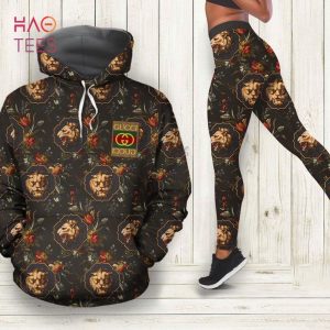 [HOT] Gucci Tiger Floral Black Hoodie Leggings Set All Over Print