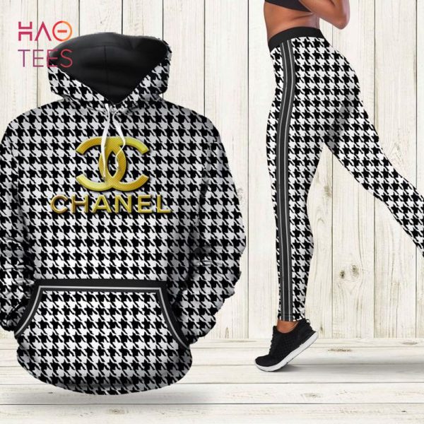 [TRENDING] Chanel Black White Hoodie Leggings Luxury Brand Clothing
