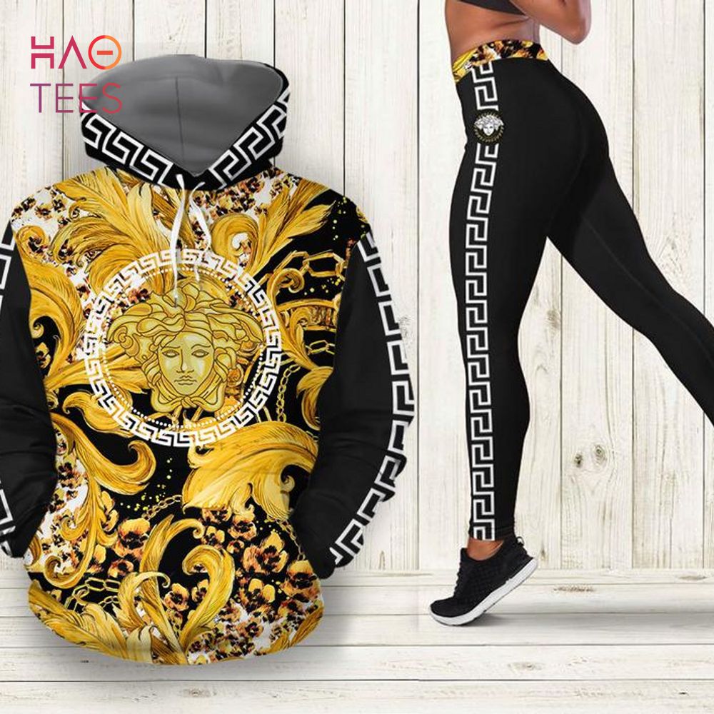 [TRENDING] Gianni Versace Black Gold Hoodie Leggings Luxury Brand Clothing