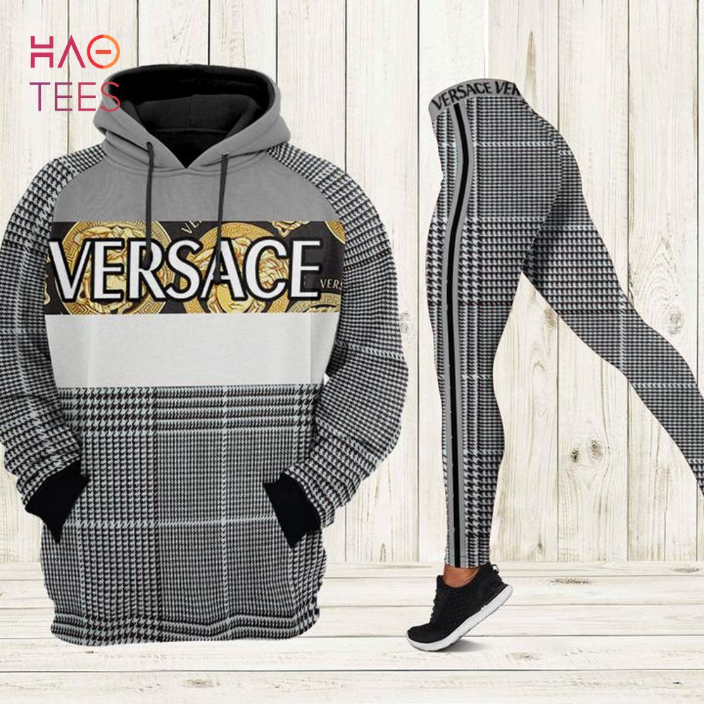 [TRENDING] Gianni Versace Black White Hoodie Leggings Luxury Brand Clothing