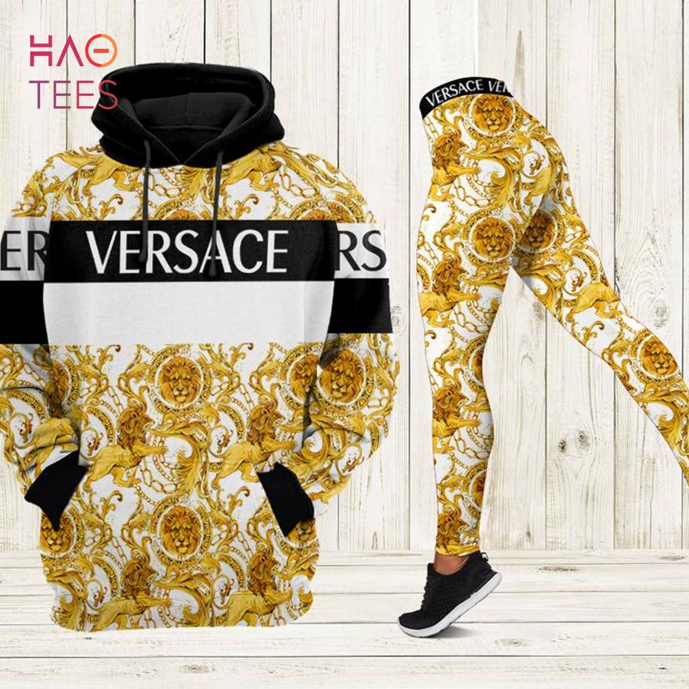 [TRENDING] Gianni Versace Gold White Hoodie Leggings Luxury Brand Clothing