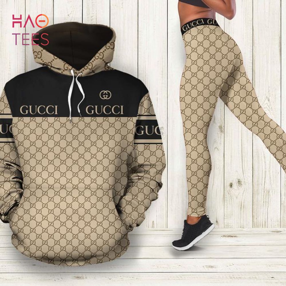 [TRENDING] Gucci Black Brown Hoodie Leggings Luxury Brand Clothing