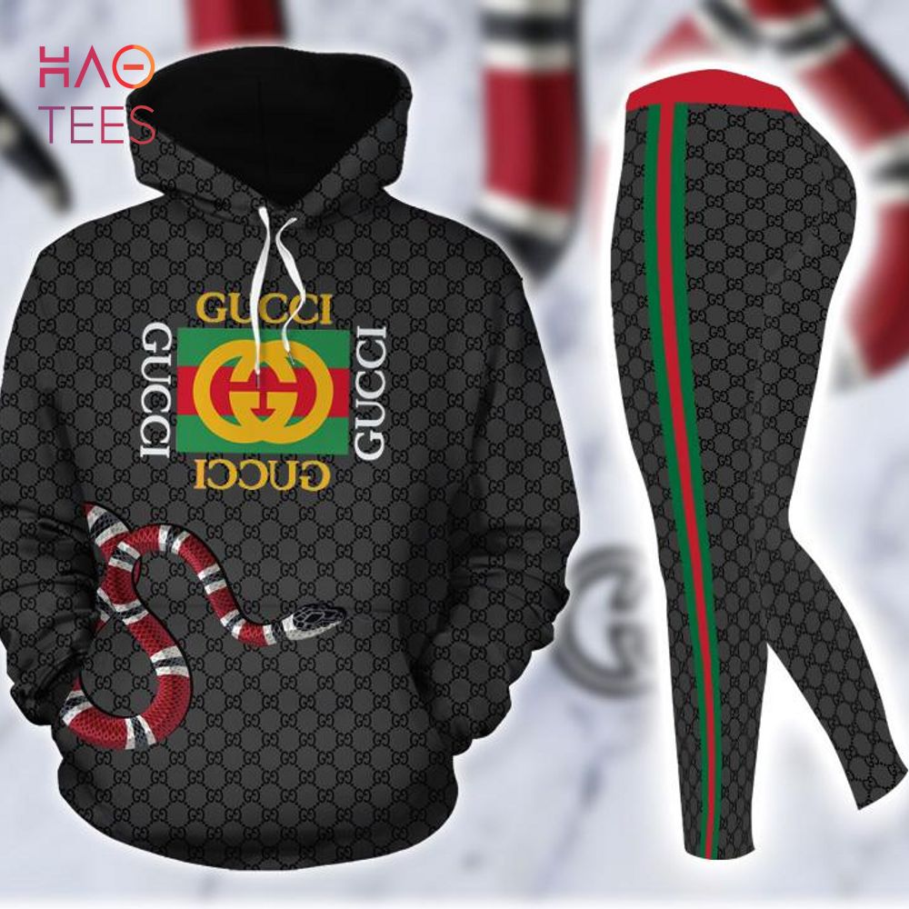 [TRENDING] Gucci Black Snake Hoodie Leggings Luxury Brand Clothing