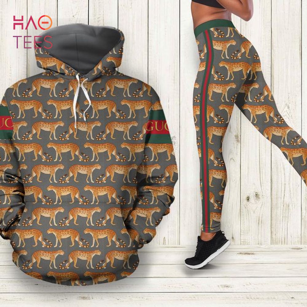 [TRENDING] Gucci Leopard Hoodie Leggings Luxury Brand Clothing