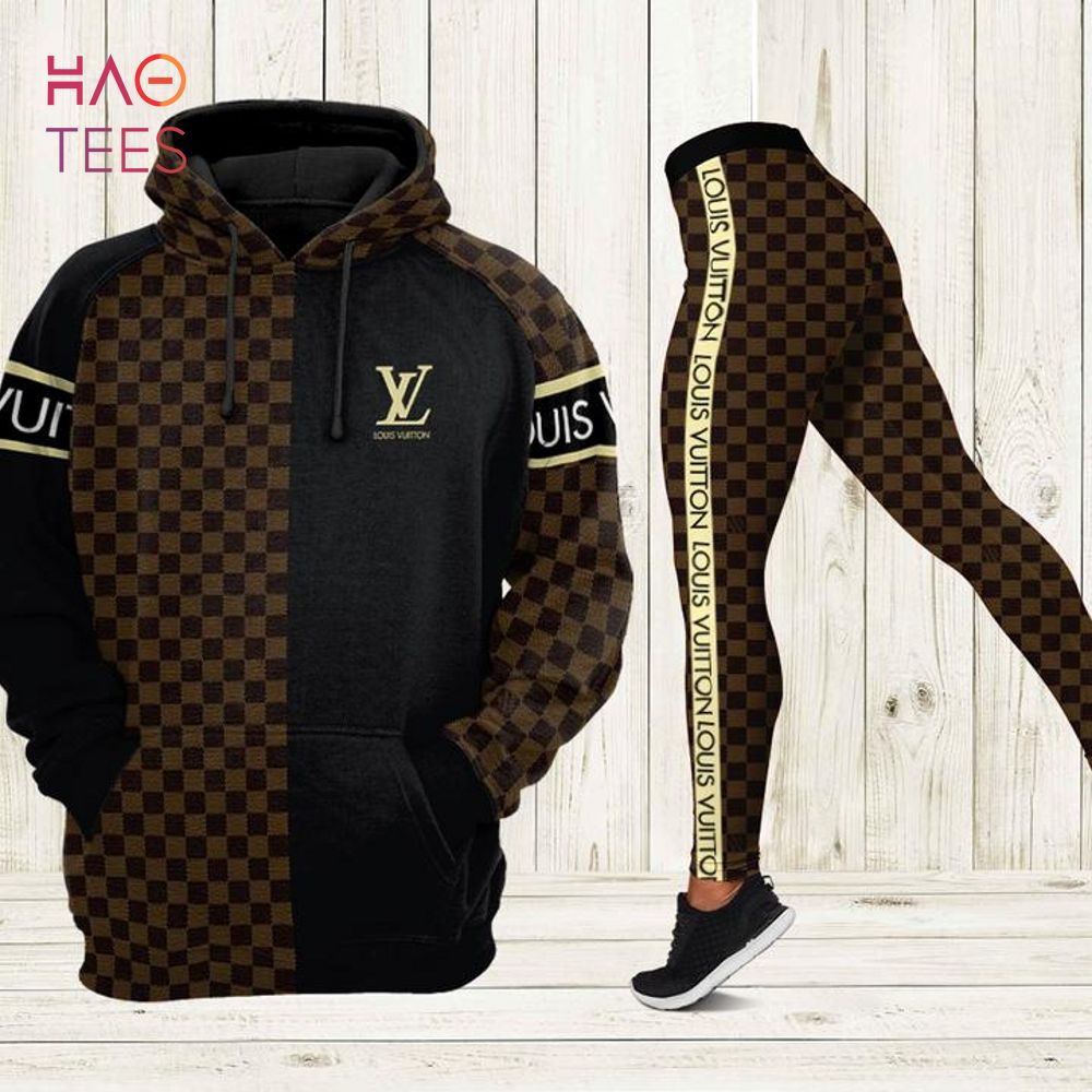 TRENDING] Louis Vuitton Black Brown Hoodie Leggings Luxury Brand