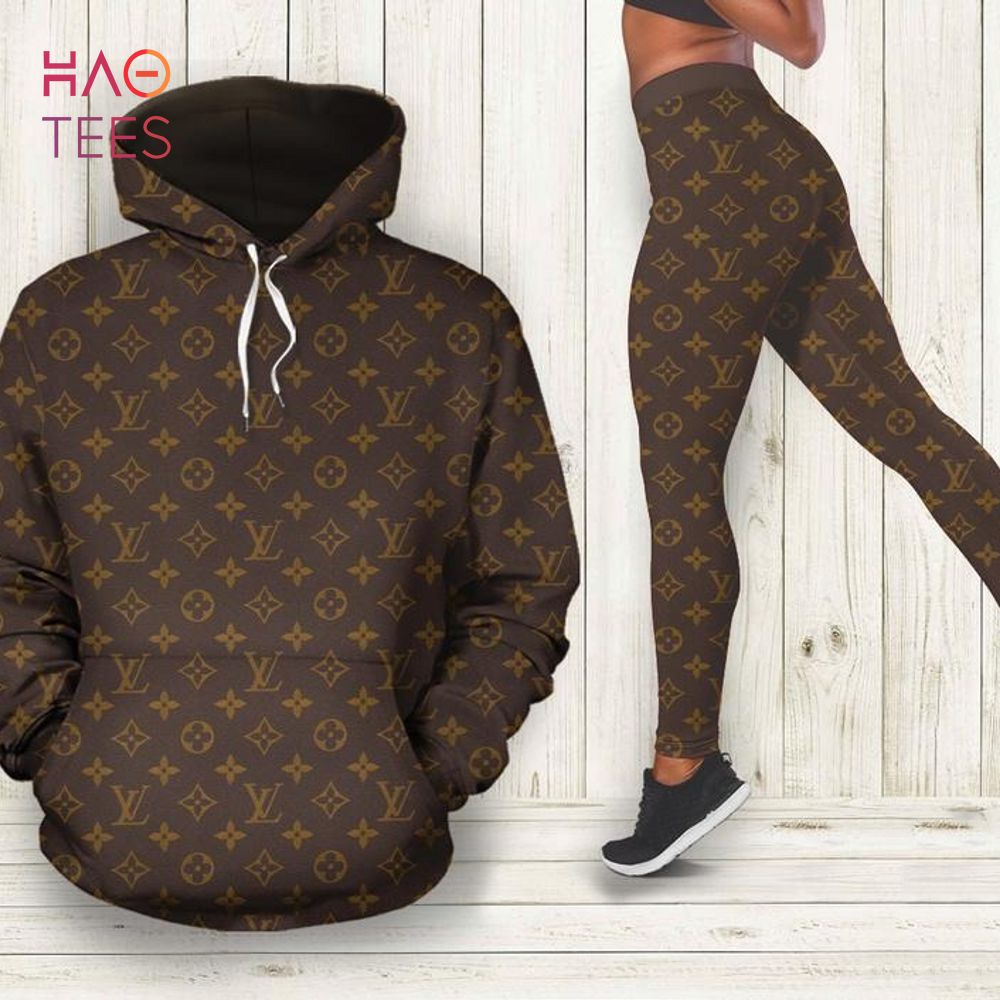 [TRENDING] Louis Vuitton Luxury Brand Brown 3D Hoodie and Leggings Set LV Gift