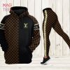 [TRENDING] Louis Vuitton Luxury Brand Brown Chess Pattern 3D Hoodie Leggings Set LV Gift
