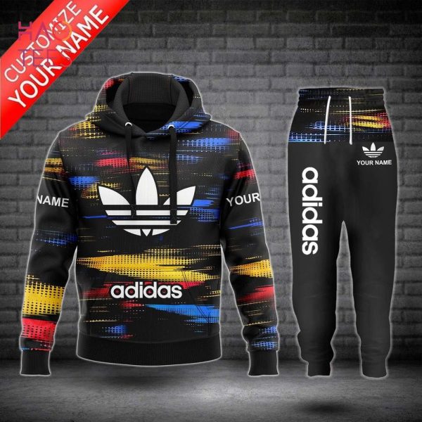 Adidas Luxury Brand Black Custom Name 3D Hoodie Pants