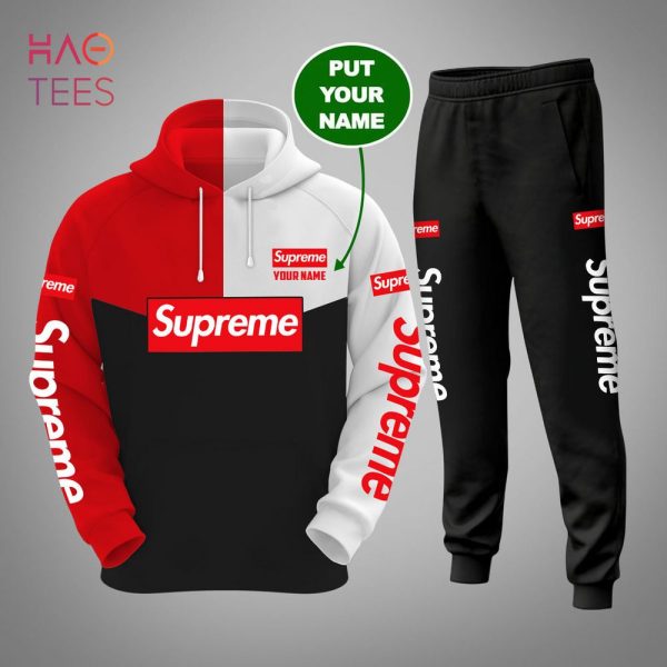 NEW Supreme Black Red White Hoodie And Pants Limited Edition