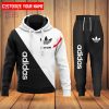 [BEST] Adidas Luxury Brand White Black Custom Name Hoodie And Pants