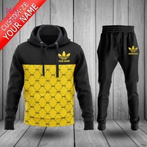 [BEST] Adidas Luxury Brand Yellow Black Custom Name Hoodie And Pants