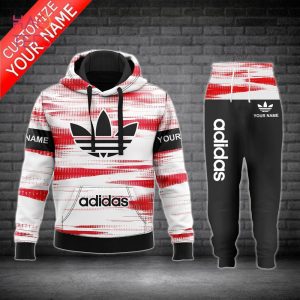 [TRENDING] Adidas Luxury Brand Red Mix White Custom Name Hoodie And Pants